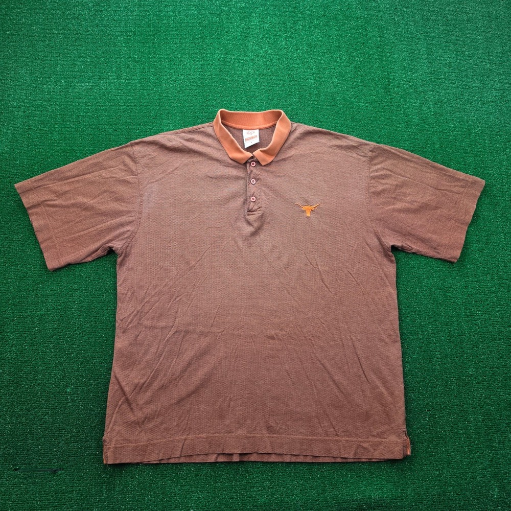 Texas‎ Longhorns Polo Shirt Mens Large Orange Short Sleeve NCAA College Cotton